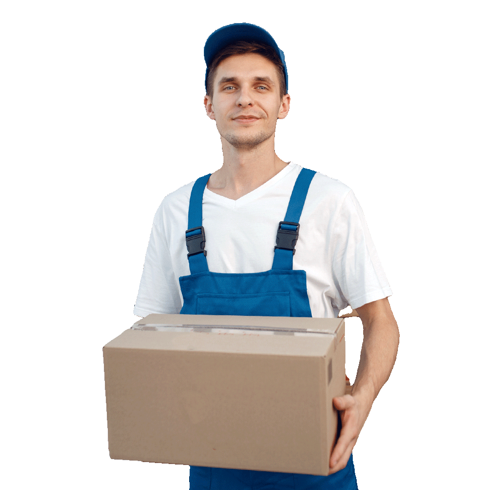 deliveryman with carton box